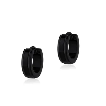 RACHELZ Минималистичные серьги-кольца черного цвета из нержавеющей стали для мужчин и женщин в стиле хип-хоп, геометрические серьги-гвоздики для ушей, подарок для ювелирных изделий