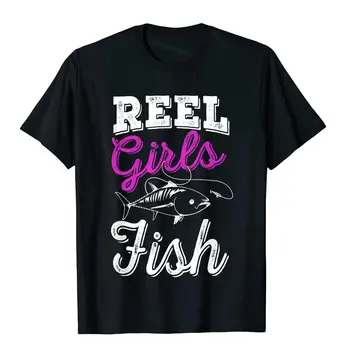 Reel Girls Fish Забавная футболка для рыбалки для мужчин, женская подарочная футболка, обалденные мужские футболки, хлопковые топы, футболка в готическом стиле