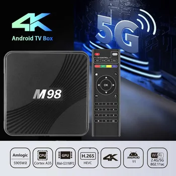 Smart TV Box Android 11 HDR 10 Amlogic S905 W2 2,4G 5G WIFI 4K 60fps Медиаплеер H.265 4G 32G M98 TV Box