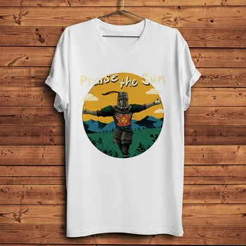 Solaire praise the sun, забавная футболка с аниме Dark Souls, мужская летняя новая белая повседневная короткая футболка унисекс, уличная футболка