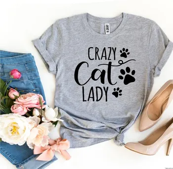 Sugarbaby Crazy Cat Lady Футболка с забавным рисунком Унисекс, модная хлопковая футболка Tumblr, футболка для любителей кошек, женские футболки, прямая поставка
