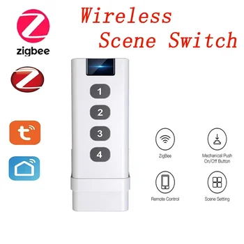 Tuya Zigbee Smart Home Wireless Scene Switch 4 Группы Пультов дистанционного управления Портативным Концентратором дистанционного управления Необходимы для управления устройством