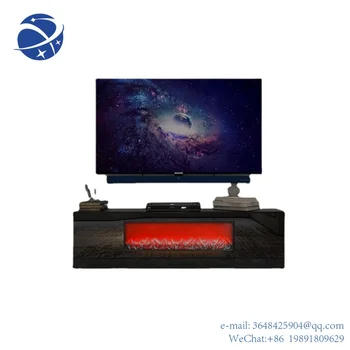YYHC Современная черная электрическая каминная подставка для телевизора с камином, без пульта дистанционного управления и обогрева, Для внутренней мебели в гостиной