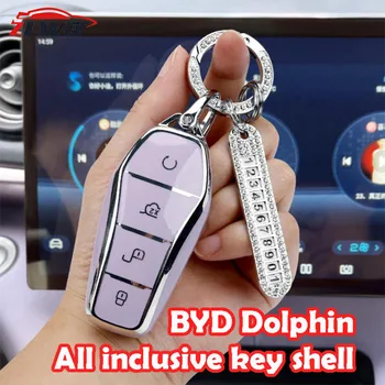 ZLWR BYD dolphin key case чехол для ключей автомобиля all-inclusive защитный чехол высококачественное украшение брелок автомобильные аксессуары BYD dolphin