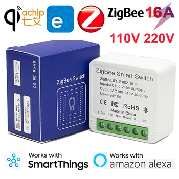 Zigbee Mini Smart Wifi Switch Беспроводные выключатели света своими руками 16A Smart Home Control Работает с Ewelink SmartThings Alexa