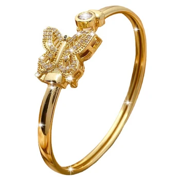 ins Модный Роскошный женский браслет в форме бабочки из желтого золота 18 карат, заполненный классическим подарком для леди на вечеринку