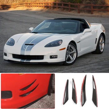 Автомобильная наклейка на передний бампер, спойлер, спортивный воздушный нож для Chevrolet Corvette C6 2005-2013, воздушный нож из настоящего углеродного волокна спереди, объемный