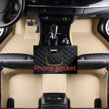 Автомобильные коврики на заказ для BMW 5 серии E60 2004-2010 годов выпуска, карман для телефона из искусственной кожи, ковер, аксессуары для салона автомобиля