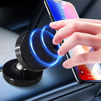 Автомобильный двухсторонний магнитный держатель для телефона, круглое крепление, подставка для GPS с сильным магнитом, Автомобильная мобильная поддержка Samsung для iPhone 14 13