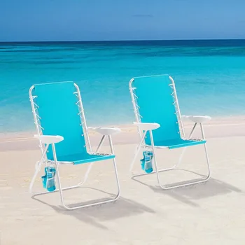 Алюминиевое пляжное кресло-банджи в красную, белую и синюю полоску