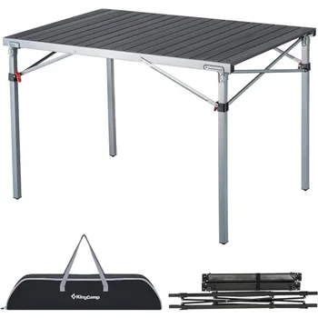 Алюминиевый складной легкий рулонный переносной устойчивый стол для кемпинга, пикника, барбекю, вечеринки на заднем дворе, в помещении и на улице, серебристо-черный