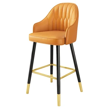 Барный стул для столовой из искусственной кожи, современный роскошный Красивый синий барный стул, Высококачественная Удобная барная мебель для дома
