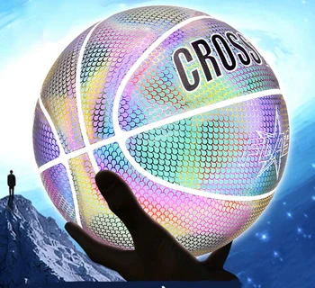 Баскетбольный мяч из искусственной кожи, светящийся, отражающий баскетбол, размер 7 для ночной игры, подарочные профессиональные светящиеся мячи