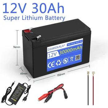 Батарея 12V 30Ah 18650 литиевая аккумуляторная батарея 30A распылитель встроенный сильноточный аккумулятор электромобиля BMS зарядное устройство 12.6V 3A