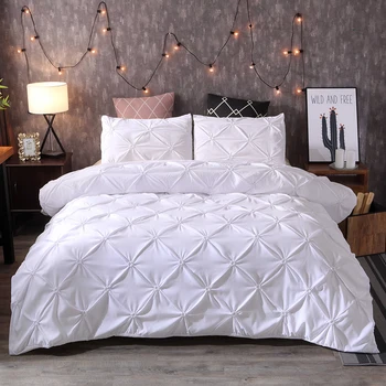 Белый золотой эластичный плиссированный набор пододеяльников для пуховых одеял, новые модные комплекты постельного белья 