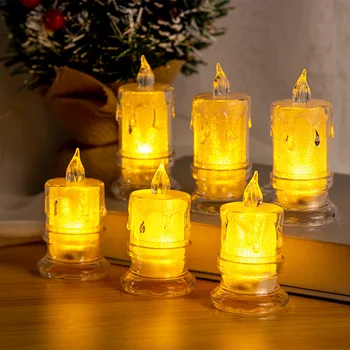 Беспламенная светодиодная свеча Светодиодная хрустальная свеча в прозрачном корпусе Настольная электронная ночная лампа для свиданий, вечеринки, домашнего декора
