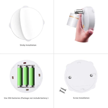 Беспроводные точечные светильники Акцентные светильники с батарейным питанием, светодиодный прожектор с регулируемой яркостью в помещении, вращающийся настенный светильник в любом месте (2 упаковки)