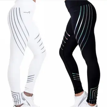 Блестящие штаны для йоги с лазерным принтом, женские брюки для фитнеса, леггинсы для йоги для бега, дышащие высокоэластичные спортивные принадлежности