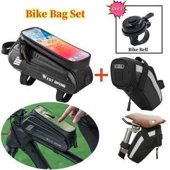 Велосипедная сумка, чехол для телефона, сумка с сенсорным экраном, передняя верхняя трубка, велосипедная сумка, водонепроницаемая, 7 дюймов, MTB Pack, аксессуары для велосипедов