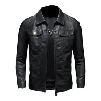 Весна Осень 2023, новые мужские кожаные куртки, приталенные мужские Модные черные куртки, искусственные ветрозащитные теплые пальто, мужская брендовая одежда