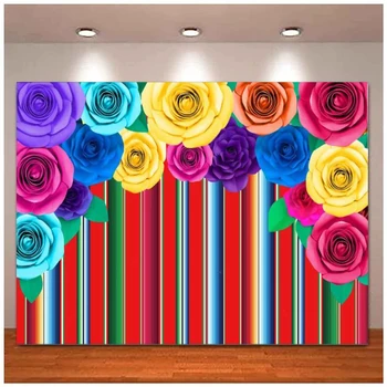 Вечеринка Fiesta, Красочные полосы, Фон для фотосъемки, Мексиканский фестиваль Синко Де Майо, Бумажный Цветочный Декор для стола, баннер