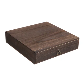 Винтажная деревянная настольная Органайзер-коробка Многослойный Выдвижной ящик для хранения ювелирных изделий Пылезащитный ящик для документов с ручкой