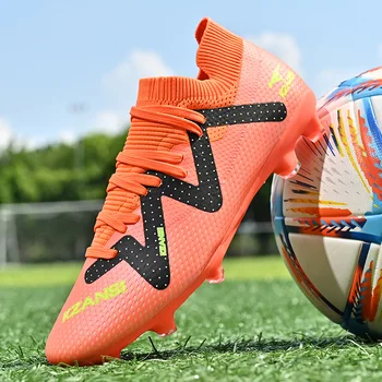 Высококачественная оранжевая мужская обувь для футзала, профессиональная уличная обувь для футбола FG/ TF, мужские нескользящие оригинальные футбольные кроссовки для женщин