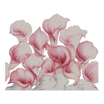 Высококачественный набор для вышивания крестиком, вышитый вручную, Розовые каллы, букет цветов Лилии 6068