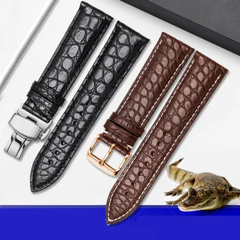Высококачественный ремешок из крокодиловой кожи 12 14 16 17 18 20 21 22 24 мм, черно-коричневый Классический браслет для мужчин и женщин General brand