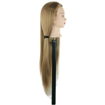 Голова-манекен с длинными волосами и подставкой, голова для занятий парикмахерской косметологией, голова для занятий плетением кукольных волос для салона красоты