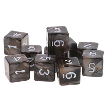 Горячая распродажа, 10 шт./компл., D6-сторонний акриловый набор кубиков, Многогранные кубики, Настольная игра, Забавный развлекательный стол, Игральные кости на открытом воздухе
