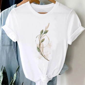 Графическая футболка Harajuku, Топ, Модная женская футболка с растительным принтом в стиле 90-х, Футболка с коротким рукавом и принтом, Летняя Весенняя Одежда С принтом.