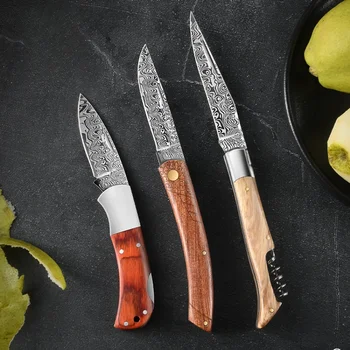 Дамасский открытый портативный нож многофункциональный острый складной нож высокого класса высокой твердости бытовой фруктовый нож
