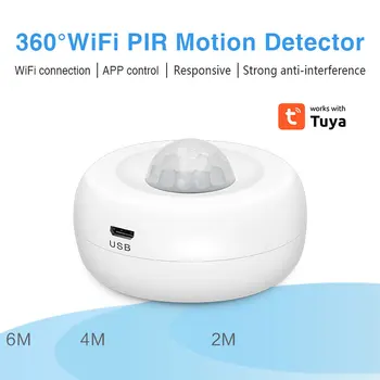 Датчик движения Tuya WiFi PIR, беспроводной инфракрасный детектор 360, противоугонная сигнализация, датчик человеческого тела, приложение дистанционного управления