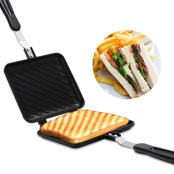 Двусторонняя сковорода для хлеба, антипригарная тарелка для барбекю, Универсальная форма для тостера для сэндвичей, термостойкая вафля для тостов