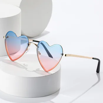 Декоративные солнцезащитные очки YOOSKE в форме сердца, женские Новые Металлические Модные Солнцезащитные очки, женская мода, солнцезащитные очки UV400 оттенков