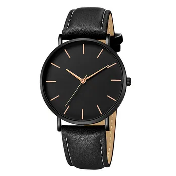 Деловые мужчины Простые противоударные часы с доставкой по запросу Водонепроницаемые кожаные наручные часы Orologio Uomo 2021 Черные часы