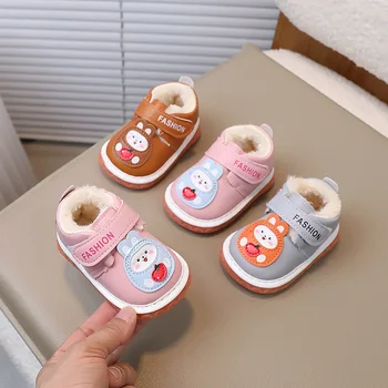Детская обувь для прогулок для мальчиков и девочек в возрасте 0-1-2 лет, зимняя обувь называется плюшевой и толстой хлопчатобумажной