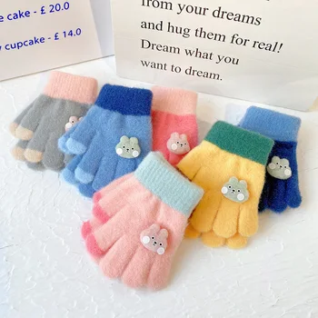 Детские перчатки с кроликом, зимние перчатки для детей в возрасте 1-3 лет