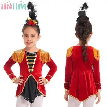 Детский Костюм циркового манежиста для девочек, платье-трико с длинным рукавом и повязкой на голову, тематическая вечеринка в честь Хэллоуина, карнавальное косплей-представление