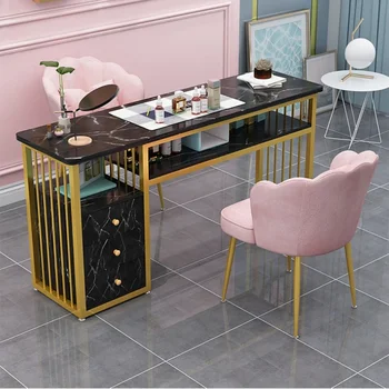 Дизайн Простой Маникюрный стол, Специализированный Маникюрный стол с минималистичным металлическим дизайном, Многофункциональная мебель для маникюра Nordic Mesa YX50ZJ