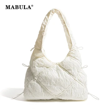 Дизайнерская стеганая сумка из фугу MABULA на шнурке Роскошного бренда y2k с рюшами, винтажная сумочка-бродяга через плечо, плиссированная сумка-тоут с карманом на молнии