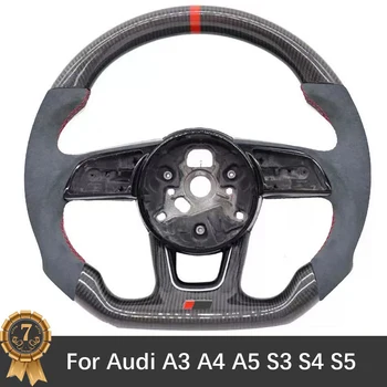 Для Audi A3 A4 A5 S3 S4 S5 2017-2022 Замшевые Аксессуары Для Спортивного Рулевого Колеса С Плоским Дном Из Углеродного Волокна 2017-2022
