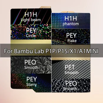 Для сборки Bambu Lab Plate P1P P1S X1 X1C A1 Mini 184x184 257x257 PEY Peo H1H PET PEI Текстурированный Гладкий Стальной Лист с Магнитной пружиной