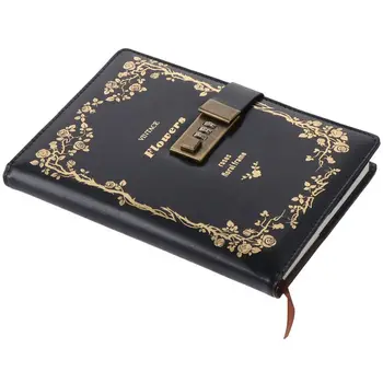 Дневник с замком, тиснение горячей фольгой, дизайнерская обложка с тиснением, черный дневник для женщин, 200 страниц
