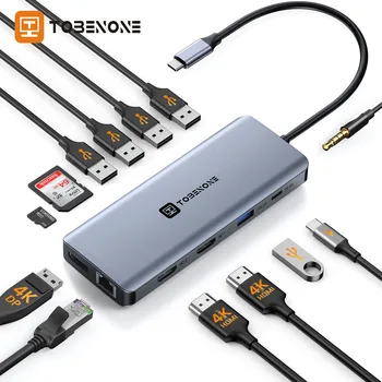 Док-станция TOBENONE USB C с тройным дисплеем для ноутбука с гигабитным Ethernet SD/TF USB3.0 концентратор для Dell/HP/Lenovo