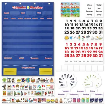 Ежемесячные календари погоды Карманный график Ежемесячные Календари и погода Карманный график в классе Со 142 карточками Школа и детский сад