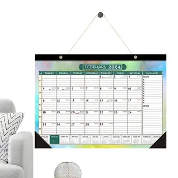 Ежемесячный настенный календарь Январь Декабрь 2024 Простой календарь на 12 месяцев для дома, школьного класса, Красочный календарь для работы