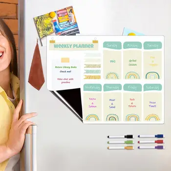Еженедельник со списком продуктов, магнитная доска, набор из 9шт еженедельных планировщиков для холодильника с доской для сообщений сухого стирания для дома