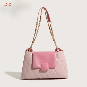  Женская сумка на плечо из искусственной кожи, модная дизайнерская сумочка, женская милая сумка с ромбовидной решеткой контрастного цвета, цепочка с клапаном, сумки